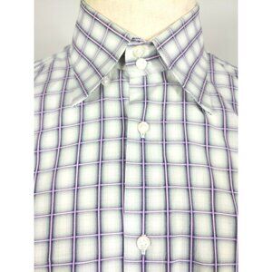 Equilibrio Italia Mens L Large Button Up Dress Shirt Windowpane Check